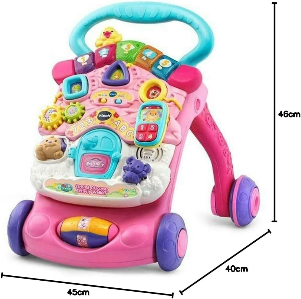 VTech First Steps Baby Walker | Push Along Walker Baby Toy with Shapes, Sounds, Music, Phrases, Pretend Play and More | Suitable for Babies from 6 Months, 1, 2 & 3 Year Olds, Boys & Girls, Pink