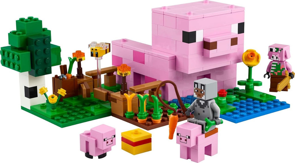 LEGO Minecraft The Baby Pig House Toy - Building Set incl. a Hero Figure, Mobs, a Farm & Forest Biome - Gaming Gift for 7+ Year Old Girls & Boys - 21268