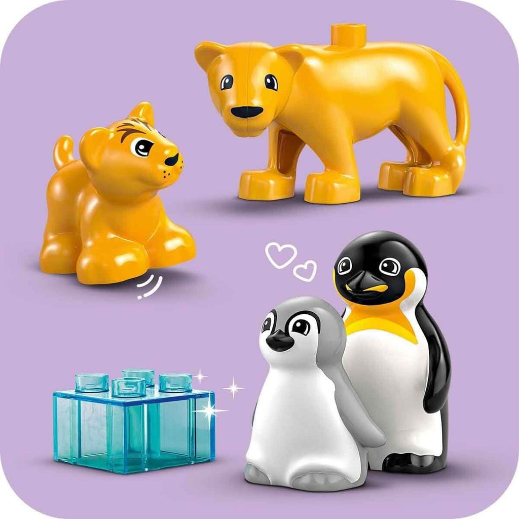 LEGO DUPLO Wild Animal Families: Penguins & Lions - Fine Motor Skills Toy for 2+ Year Old Girls & Boys - Toddler Learning Toy incl. 4 Animal Figures & Accessories - Gift Idea - 10442