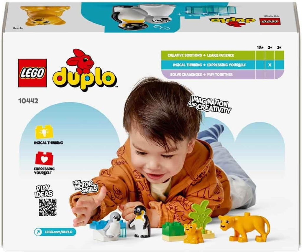 LEGO DUPLO Wild Animal Families: Penguins & Lions - Fine Motor Skills Toy for 2+ Year Old Girls & Boys - Toddler Learning Toy incl. 4 Animal Figures & Accessories - Gift Idea - 10442