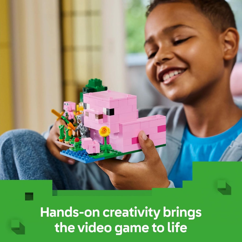 LEGO Minecraft The Baby Pig House Toy - Building Set incl. a Hero Figure, Mobs, a Farm & Forest Biome - Gaming Gift for 7+ Year Old Girls & Boys - 21268