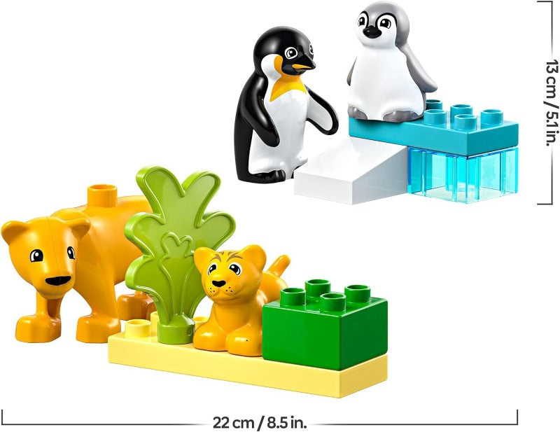 LEGO DUPLO Wild Animal Families: Penguins & Lions - Fine Motor Skills Toy for 2+ Year Old Girls & Boys - Toddler Learning Toy incl. 4 Animal Figures & Accessories - Gift Idea - 10442