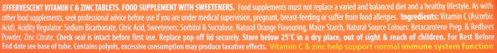 Vitabiotics Ultra Vitamin C Effervescent with Zinc – Orange Flavour – 20 Tablets