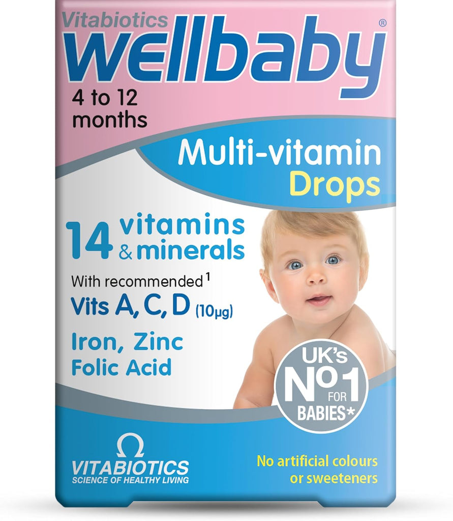 Brand Wellbaby Item for Drop Primary supplement type Vitamins A, C, D, Iron, Zinc, Folic Acid Diet type	Vegetarian Flavour	Malt About this item RECOMMENDED NUTRIENTS: Contains vitamins A, C and D – as recommended by the UK Department of Health.