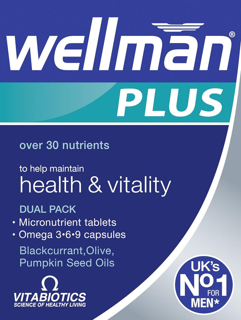 Wellman Plus Multivitamin Tablets. UK's No.1 for Men. Comprehensive Multivitamin Formula with Vitamin D, Omega 3-6-9 and Micronut Nurients. by Vitabiotics