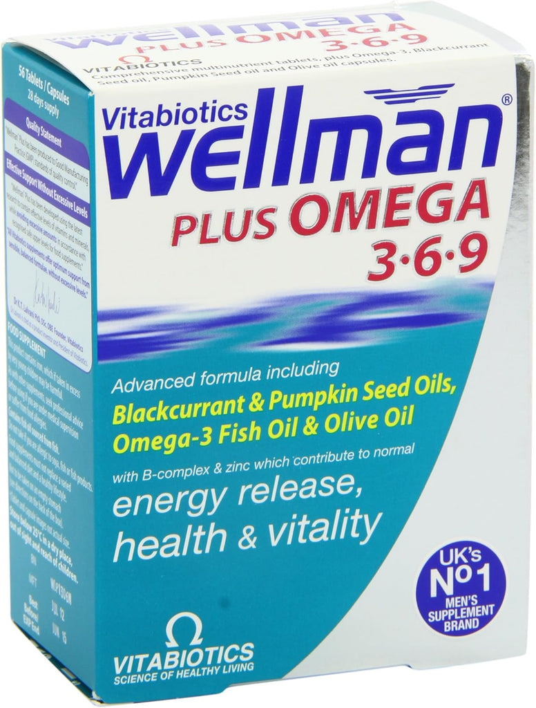 Wellman Plus Multivitamin Tablets. UK's No.1 for Men. Comprehensive Multivitamin Formula with Vitamin D, Omega 3-6-9 and Micronut Nurients. by Vitabiotics