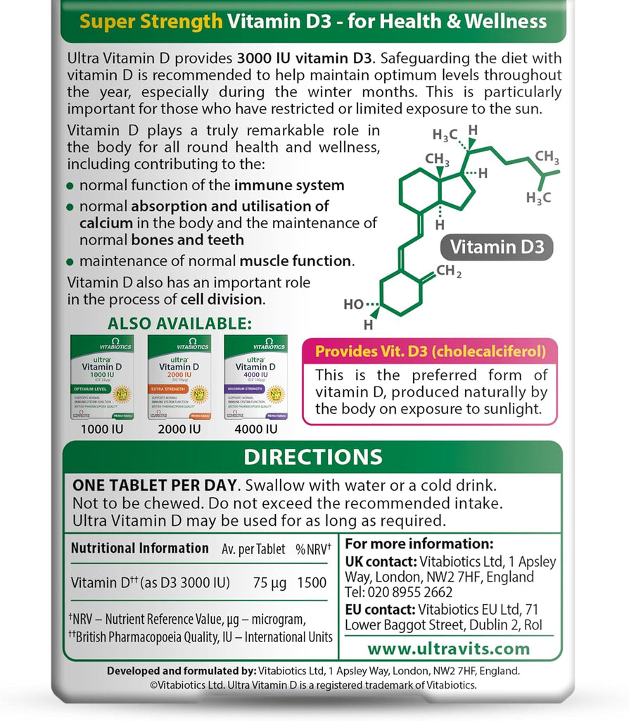 Vitabiotics Ultra Vitamin D Range – Vegan Vitamin D Gummies 1000IU & Vitamin D Tablets 400IU, 3000IU, 4000IU | Daily Immune & Bone Support