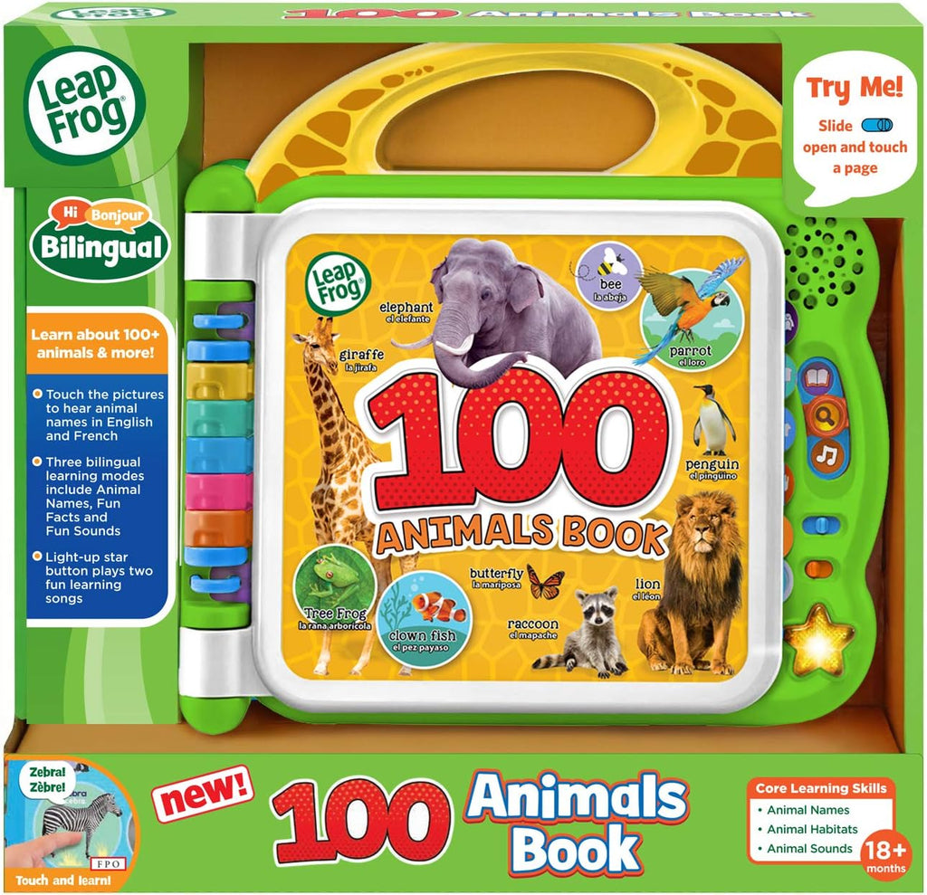 LeapFrog 100 Animals Book, Baby Book with Sounds and Words for Learning Play, Educational Toy for Kids, Preschool Toys, Bilingual Toy for Boys and Girls Aged 18 Months, 1, 2, 3 Years, English Version
