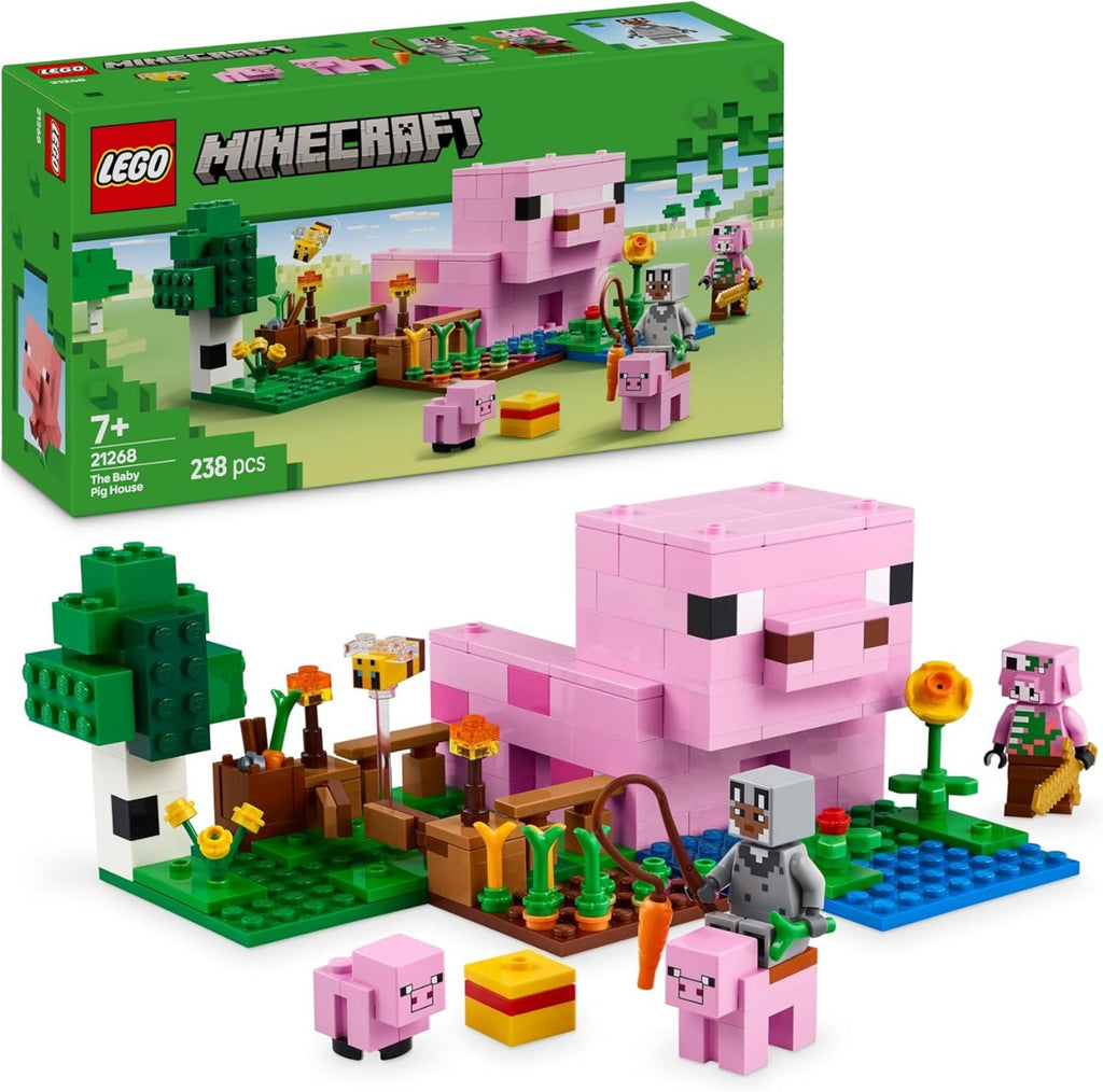 LEGO Minecraft The Baby Pig House Toy - Building Set incl. a Hero Figure, Mobs, a Farm & Forest Biome - Gaming Gift for 7+ Year Old Girls & Boys - 21268