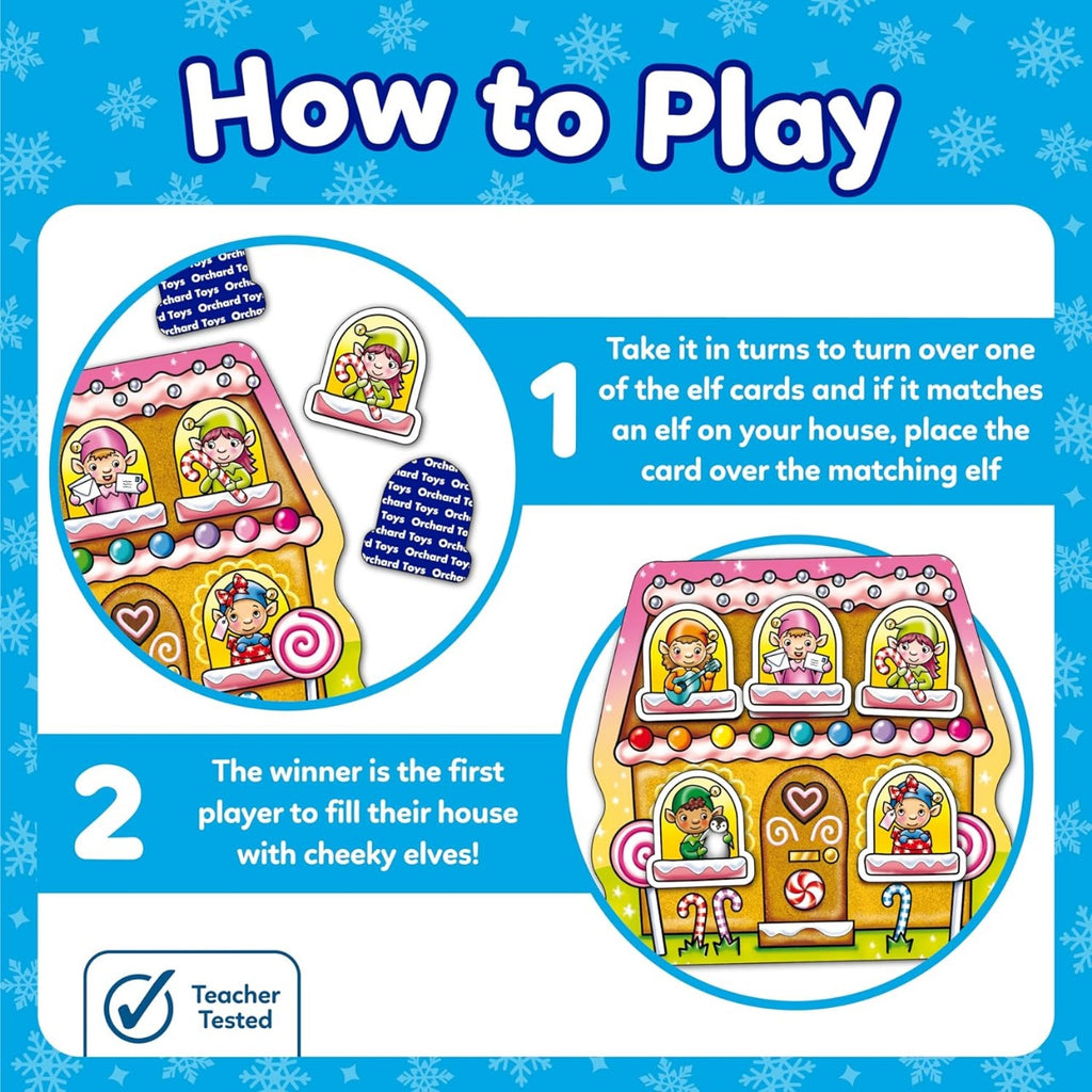 Orchard Toys Elf Lotto Mini Game, Small and Compact, Travel Game, Fun Festive Game For Ages 3-6, Educational Game Toy