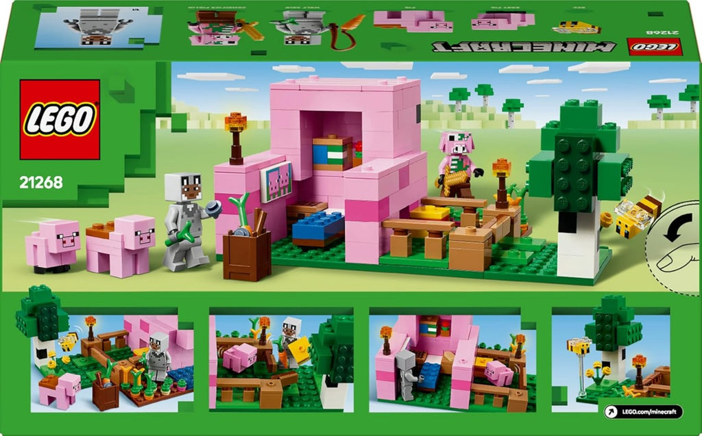 LEGO Minecraft The Baby Pig House Toy - Building Set incl. a Hero Figure, Mobs, a Farm & Forest Biome - Gaming Gift for 7+ Year Old Girls & Boys - 21268