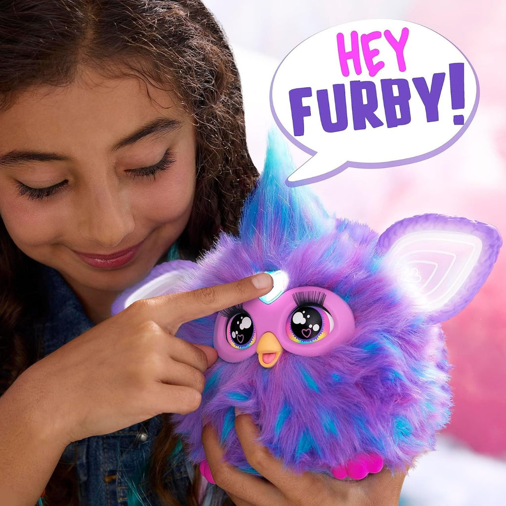 Furby Electronic Plush Toy with Sounds for Kids, Plush Toys, Interactive Talking Furby Collectible, 15 cm/6 inch, Soft to the Touch, Purple