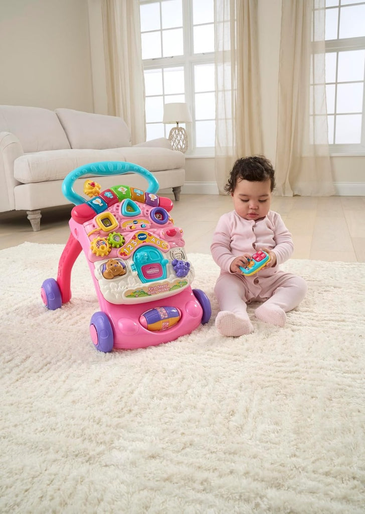 VTech First Steps Baby Walker | Push Along Walker Baby Toy with Shapes, Sounds, Music, Phrases, Pretend Play and More | Suitable for Babies from 6 Months, 1, 2 & 3 Year Olds, Boys & Girls, Pink