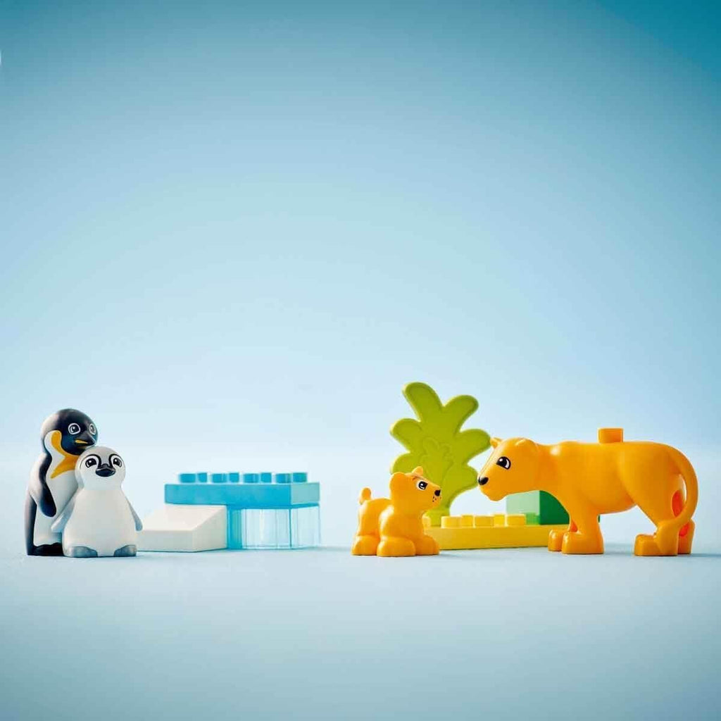 LEGO DUPLO Wild Animal Families: Penguins & Lions - Fine Motor Skills Toy for 2+ Year Old Girls & Boys - Toddler Learning Toy incl. 4 Animal Figures & Accessories - Gift Idea - 10442