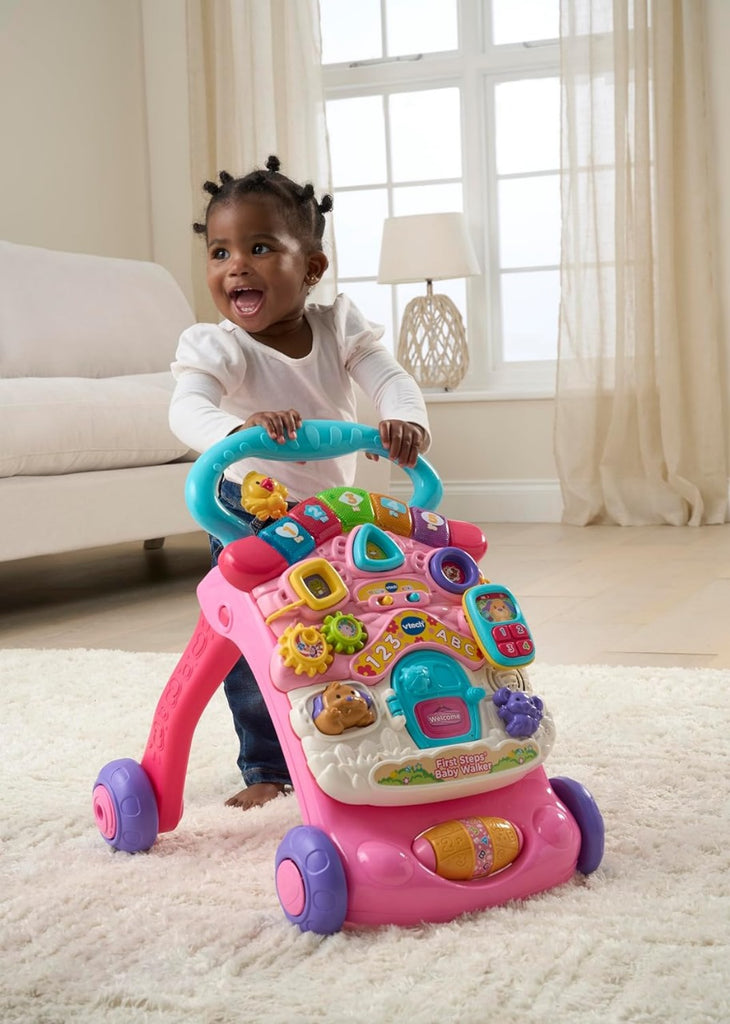VTech First Steps Baby Walker | Push Along Walker Baby Toy with Shapes, Sounds, Music, Phrases, Pretend Play and More | Suitable for Babies from 6 Months, 1, 2 & 3 Year Olds, Boys & Girls, Pink