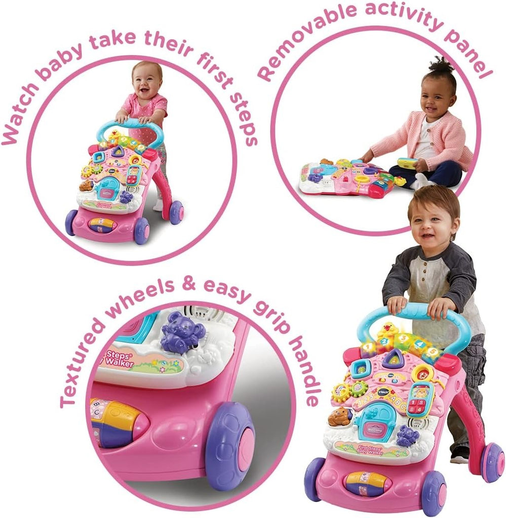 VTech First Steps Baby Walker | Push Along Walker Baby Toy with Shapes, Sounds, Music, Phrases, Pretend Play and More | Suitable for Babies from 6 Months, 1, 2 & 3 Year Olds, Boys & Girls, Pink