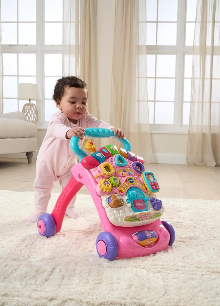 VTech First Steps Baby Walker | Push Along Walker Baby Toy with Shapes, Sounds, Music, Phrases, Pretend Play and More | Suitable for Babies from 6 Months, 1, 2 & 3 Year Olds, Boys & Girls, Pink