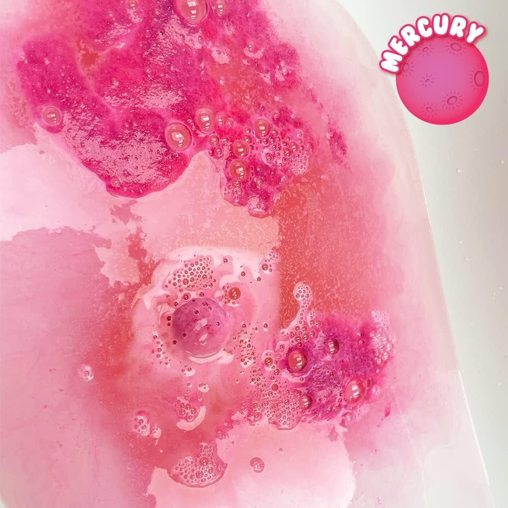 ZIMPLI - 9 x Solar System Baff Bombz, 9 x Planetary Fact Cards, Educational Planet Bath Bombs for Kids, Learning Science Kit, Xmas Gift for Boys & Girls