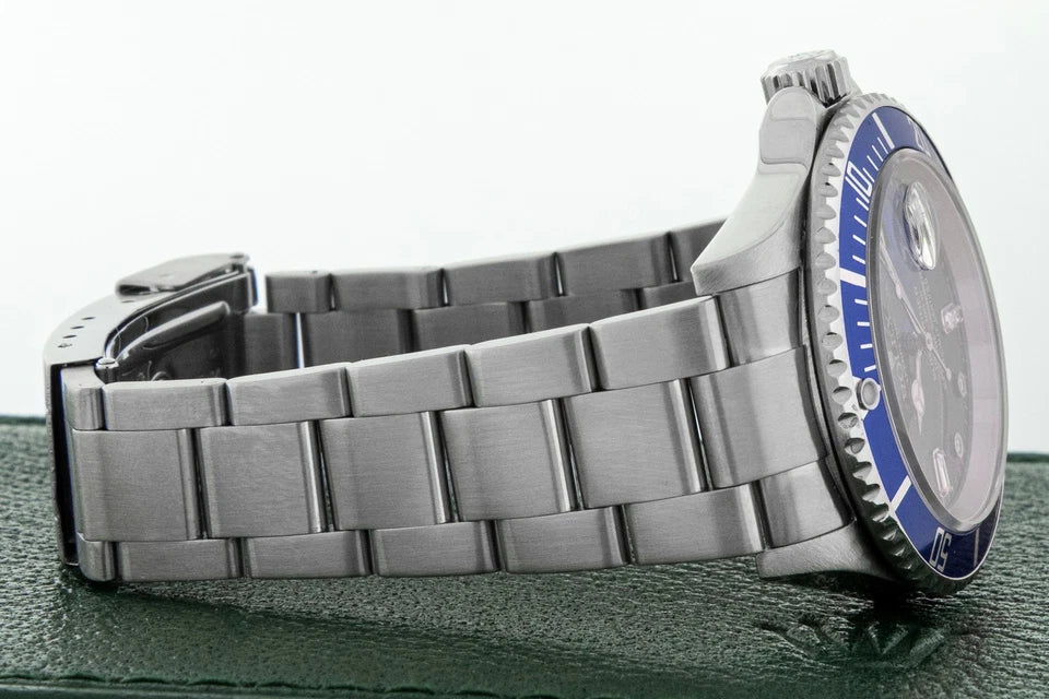 Rolex Submariner Date Stainless Steel Watch with Blue Diamond Dial and Blue Bezel