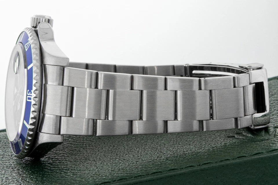 Rolex Submariner Date Stainless Steel Watch with Blue Diamond Dial and Blue Bezel