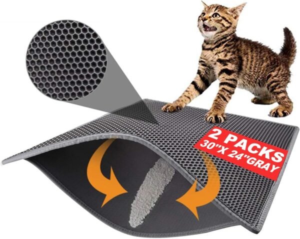 Pieviev 2 Packs Cat Litter Mat Double Layer